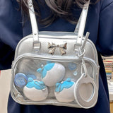 Maxbell Ita Bag PU Leather Women Backpack for Anime Dolls Display Shopping Halloween Silver