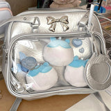 Maxbell Ita Bag PU Leather Women Backpack for Anime Dolls Display Shopping Halloween Silver