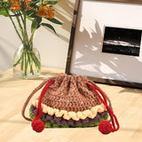 Maxbell Crochet Shoulder Bag Birthday Gift Cartoon for Women Cute Hamburger Yarn Bag Large