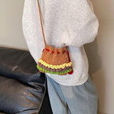 Maxbell Crochet Shoulder Bag Birthday Gift Cartoon for Women Cute Hamburger Yarn Bag Large