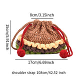 Maxbell Crochet Shoulder Bag Birthday Gift Cartoon for Women Cute Hamburger Yarn Bag Large