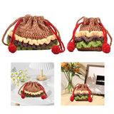 Maxbell Crochet Shoulder Bag Birthday Gift Cartoon for Women Cute Hamburger Yarn Bag Large