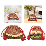 Maxbell Crochet Shoulder Bag Birthday Gift Cartoon for Women Cute Hamburger Yarn Bag Large