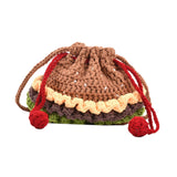 Maxbell Crochet Shoulder Bag Birthday Gift Cartoon for Women Cute Hamburger Yarn Bag Large