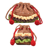 Maxbell Crochet Shoulder Bag Birthday Gift Cartoon for Women Cute Hamburger Yarn Bag Large