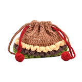 Maxbell Crochet Shoulder Bag Birthday Gift Cartoon for Women Cute Hamburger Yarn Bag Large