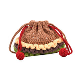 Maxbell Crochet Shoulder Bag Birthday Gift Cartoon for Women Cute Hamburger Yarn Bag Large
