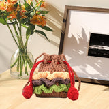 Maxbell Crochet Shoulder Bag Birthday Gift Cartoon for Women Cute Hamburger Yarn Bag Small