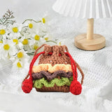 Maxbell Crochet Shoulder Bag Birthday Gift Cartoon for Women Cute Hamburger Yarn Bag Small