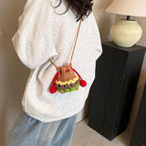 Maxbell Crochet Shoulder Bag Birthday Gift Cartoon for Women Cute Hamburger Yarn Bag Small