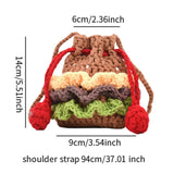 Maxbell Crochet Shoulder Bag Birthday Gift Cartoon for Women Cute Hamburger Yarn Bag Small