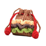 Maxbell Crochet Shoulder Bag Birthday Gift Cartoon for Women Cute Hamburger Yarn Bag Small