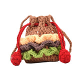 Maxbell Crochet Shoulder Bag Birthday Gift Cartoon for Women Cute Hamburger Yarn Bag Small