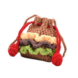 Maxbell Crochet Shoulder Bag Birthday Gift Cartoon for Women Cute Hamburger Yarn Bag Small