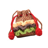Maxbell Crochet Shoulder Bag Birthday Gift Cartoon for Women Cute Hamburger Yarn Bag Small