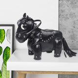 Maxbell Horse Shape Crossbody Bag PU Leather Casual Handbag for Work Shopping Travel Black