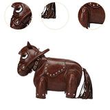 Maxbell Horse Shape Crossbody Bag PU Leather Casual Handbag for Work Shopping Travel Brown