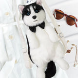 Maxbell Dog Shaped Backpack Adorable Soft Stylish Daypack for Child Girls Pet Lovers With Black Bowtie