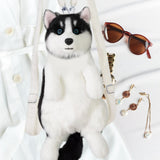 Maxbell Dog Shaped Backpack Adorable Soft Stylish Daypack for Child Girls Pet Lovers No Black Bowtie