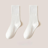 Maxbell 6 Pair Mid Calf Socks Stocking Elastic for Outdoor Activities Leisure Casual for Adults Women 6 White