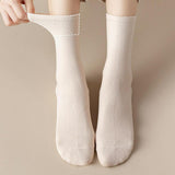 Maxbell 6 Pair Mid Calf Socks Stocking Elastic for Outdoor Activities Leisure Casual for Adults Women 6 White