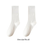 Maxbell 6 Pair Mid Calf Socks Stocking Elastic for Outdoor Activities Leisure Casual for Adults Women 6 White
