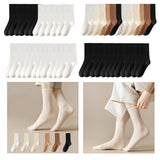 Maxbell 6 Pair Mid Calf Socks Stocking Elastic for Outdoor Activities Leisure Casual for Adults Women 6 White