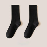 Maxbell 6 Pair Mid Calf Socks Stocking Elastic for Outdoor Activities Leisure Casual for Adults Women 6 Black