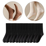Maxbell 6 Pair Mid Calf Socks Stocking Elastic for Outdoor Activities Leisure Casual for Adults Women 6 Black
