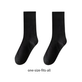 Maxbell 6 Pair Mid Calf Socks Stocking Elastic for Outdoor Activities Leisure Casual for Adults Women 6 Black