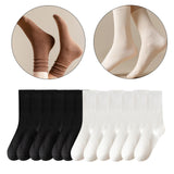 Maxbell 6 Pair Mid Calf Socks Stocking Elastic for Outdoor Activities Leisure Casual for Adults Women 3 White 3 Black