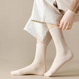 Maxbell 6 Pair Mid Calf Socks Stocking Elastic for Outdoor Activities Leisure Casual for Adults Women 3 White 3 Black