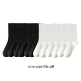 Maxbell 6 Pair Mid Calf Socks Stocking Elastic for Outdoor Activities Leisure Casual for Adults Women 3 White 3 Black