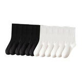 Maxbell 6 Pair Mid Calf Socks Stocking Elastic for Outdoor Activities Leisure Casual for Adults Women 3 White 3 Black