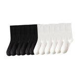 Maxbell 6 Pair Mid Calf Socks Stocking Elastic for Outdoor Activities Leisure Casual for Adults Women 3 White 3 Black