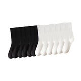 Maxbell 6 Pair Mid Calf Socks Stocking Elastic for Outdoor Activities Leisure Casual for Adults Women 3 White 3 Black