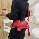 Maxbell Elephant Shape Crossbody Bag Animal Elephant Purse for Party Summer Shopping Red
