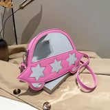 Maxbell Creative Crossbody Bag Funny Portable Shoulder Purse for Shopping Work Party Pink