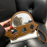Maxbell Creative Crossbody Bag Funny Portable Shoulder Purse for Shopping Work Party Brown