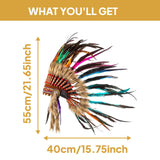 Maxbell Native American Headdress Halloween Handcrafted Artificial Feather Headpiece