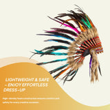 Maxbell Native American Headdress Halloween Handcrafted Artificial Feather Headpiece