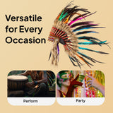 Maxbell Native American Headdress Halloween Handcrafted Artificial Feather Headpiece