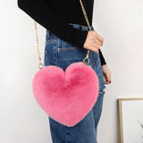 Maxbell Heart Shaped Crossbody Bag for Women Lightweight Satchel Wallet Furry Purse