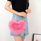 Maxbell Heart Shaped Crossbody Bag for Women Lightweight Satchel Wallet Furry Purse