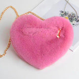 Maxbell Heart Shaped Crossbody Bag for Women Lightweight Satchel Wallet Furry Purse