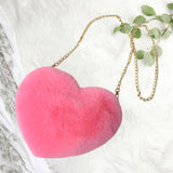 Maxbell Heart Shaped Crossbody Bag for Women Lightweight Satchel Wallet Furry Purse