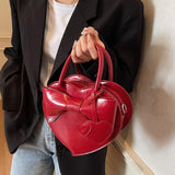 Maxbell Women Handbag Clutch Decor Funny Heart Shaped Purse for Summer Dating Travel Red