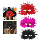 Maxbell Feather Mask Couple Masquerade Mask for Stage Performance Carnival Nightclub Red