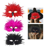 Maxbell Feather Mask Couple Masquerade Mask for Stage Performance Carnival Nightclub Red