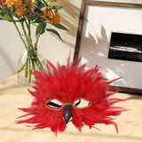 Maxbell Feather Mask Couple Masquerade Mask for Stage Performance Carnival Nightclub Red
